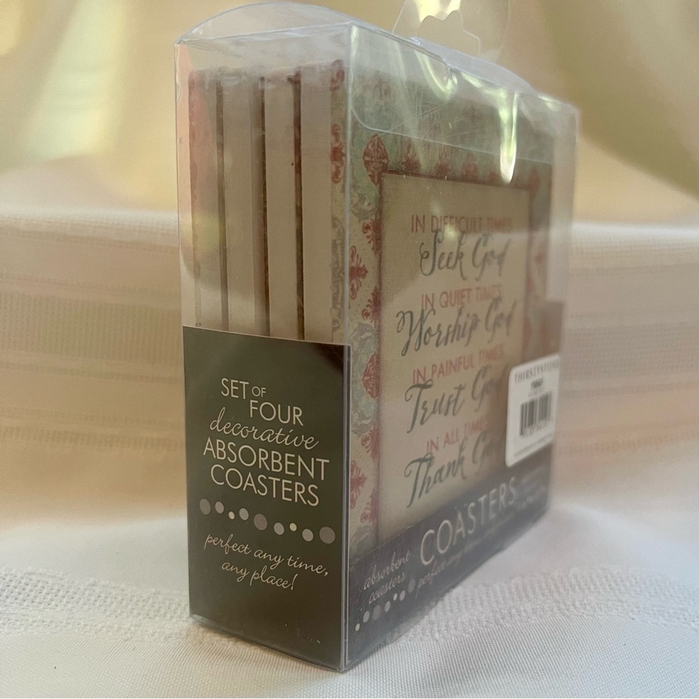 Thirstystone Absorbent Coasters Seek God $5 ADD ON with $15+ Bundle Set of 4 NWT